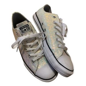Converse White & Iridescent Glitter Allstar Low-tops (They run really big!!!)